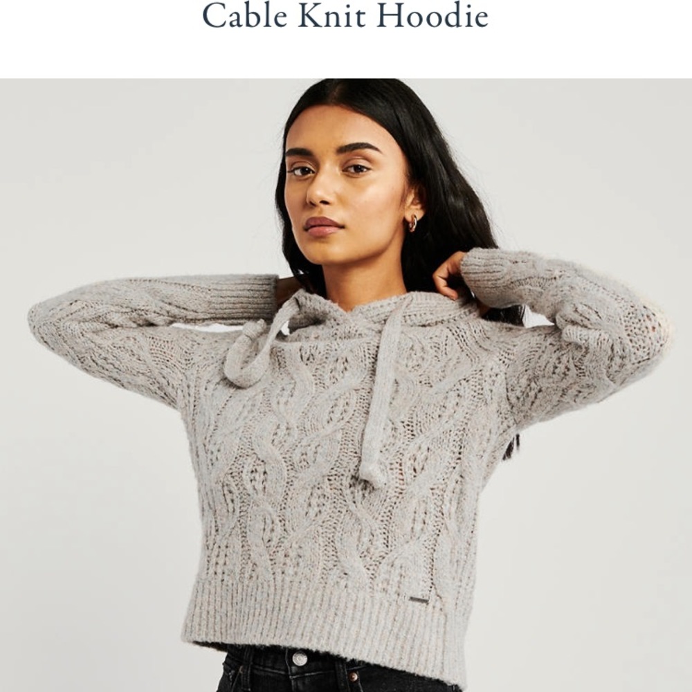 Abercrombie and Fitch Taupe Cable Knit Hoodie XXS